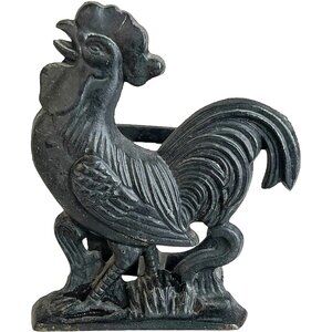 Apco Black Cast Iron Rooster Napkin Holder Rustic Farmhouse Decor Made Japan VTG